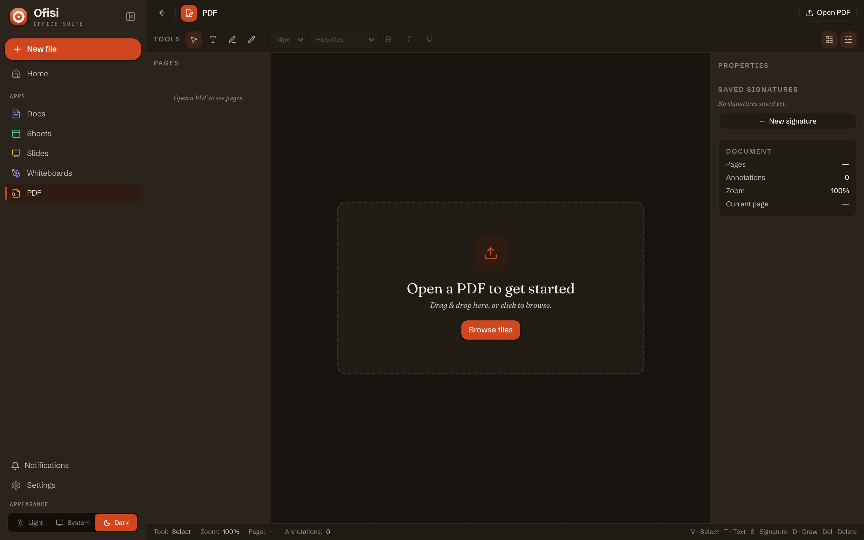 The Ofisi PDF viewer with a signing workflow
