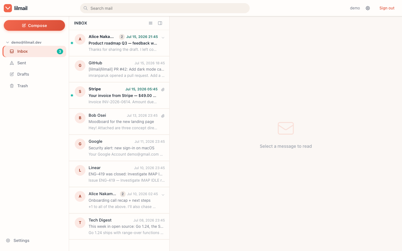 The lilmail inbox