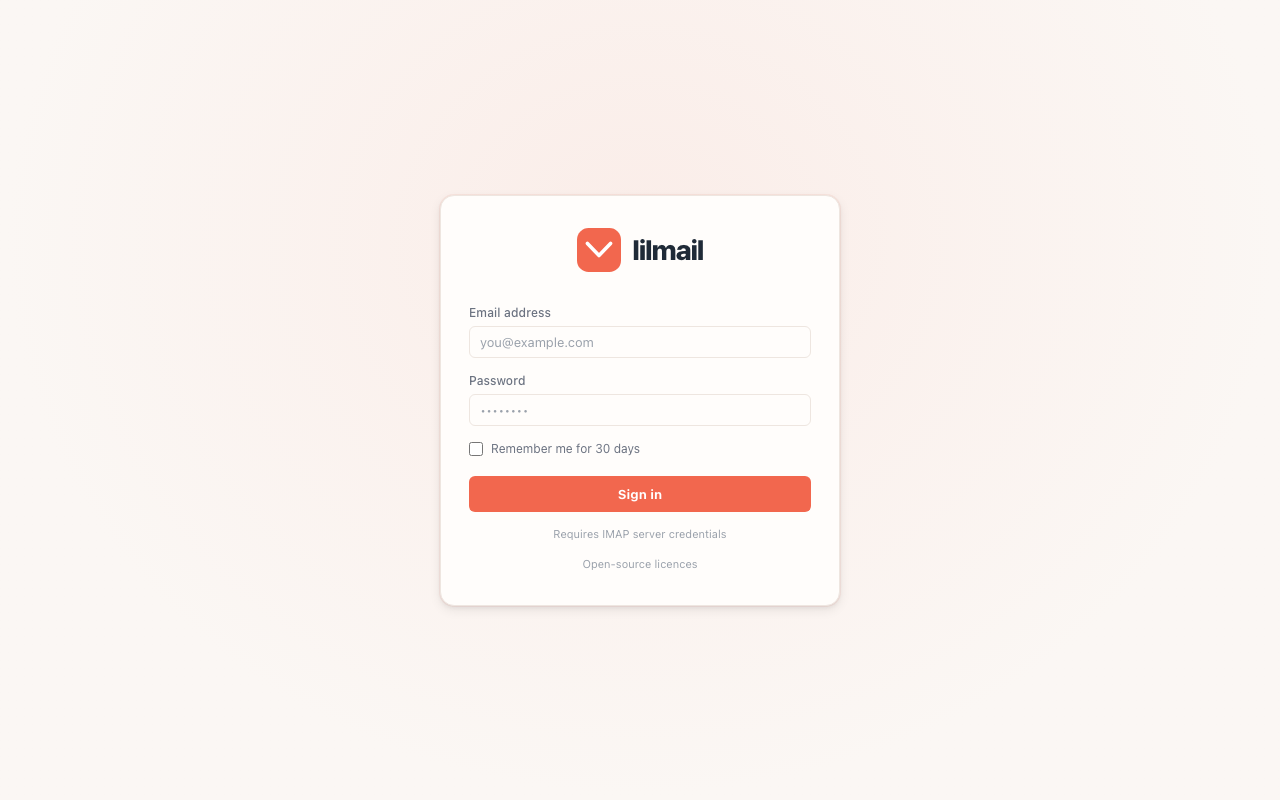 The lilmail sign-in screen