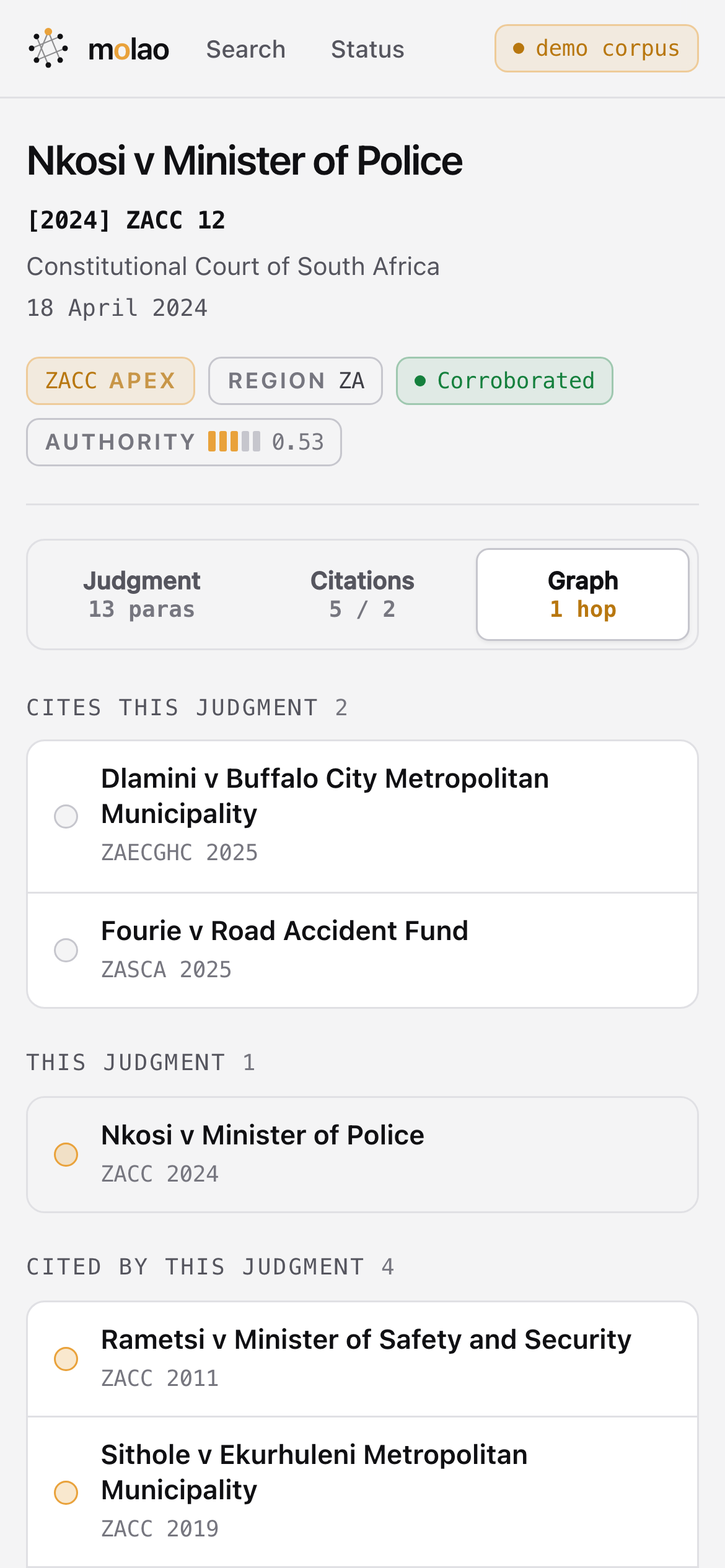 The citation graph on a phone.