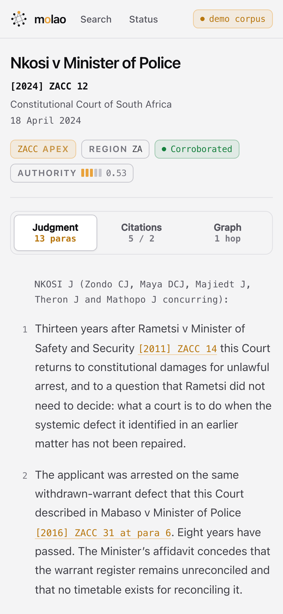 A judgment displayed on a phone.